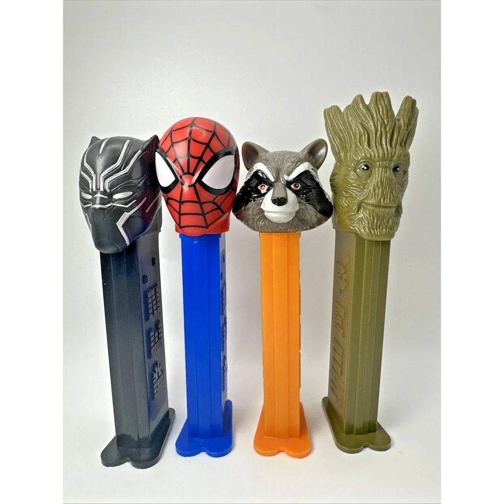 Lot Of 6 Marvel PEZ Dispensers Spider-Man Black Panther Groot Rocket Raccoon